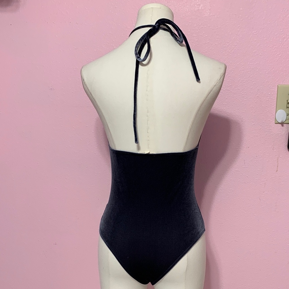 LA HEARTS Blue Velvet Halter Bodysuit XS - Picture 7 of 7